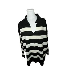 Talbots Black and White Striped Sweater